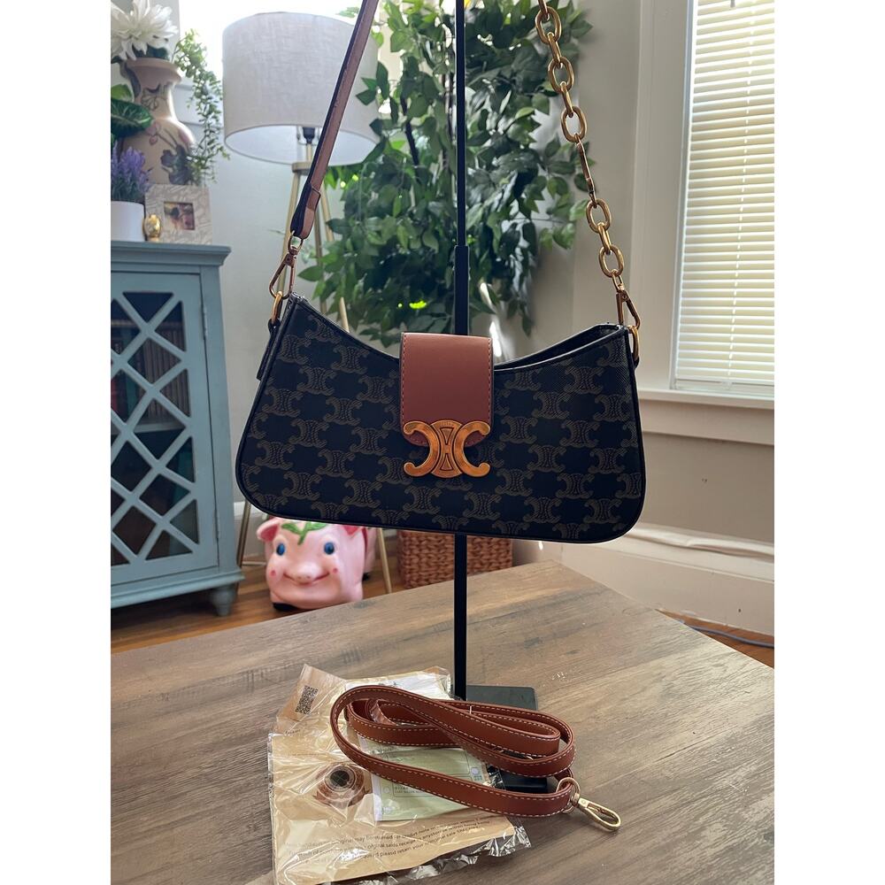 Unbranded Black and Brown Chain Strap Crossbody Bag